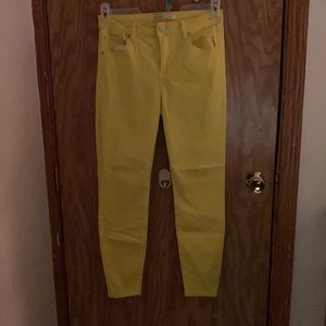 Celebrity pink mid rise ankle skinny  yellow jeans